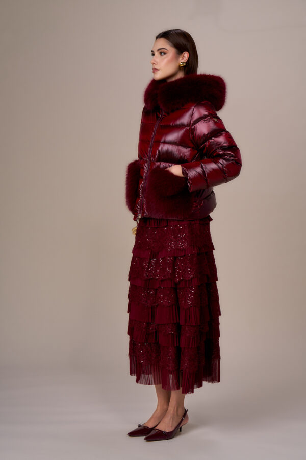 Down jacket with faux fur pockets - Image 3