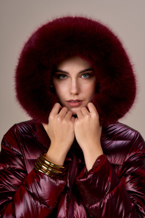 Down jacket with faux fur pockets - Image 4