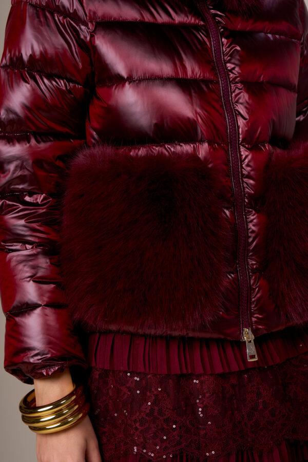 Down jacket with faux fur pockets - Image 6
