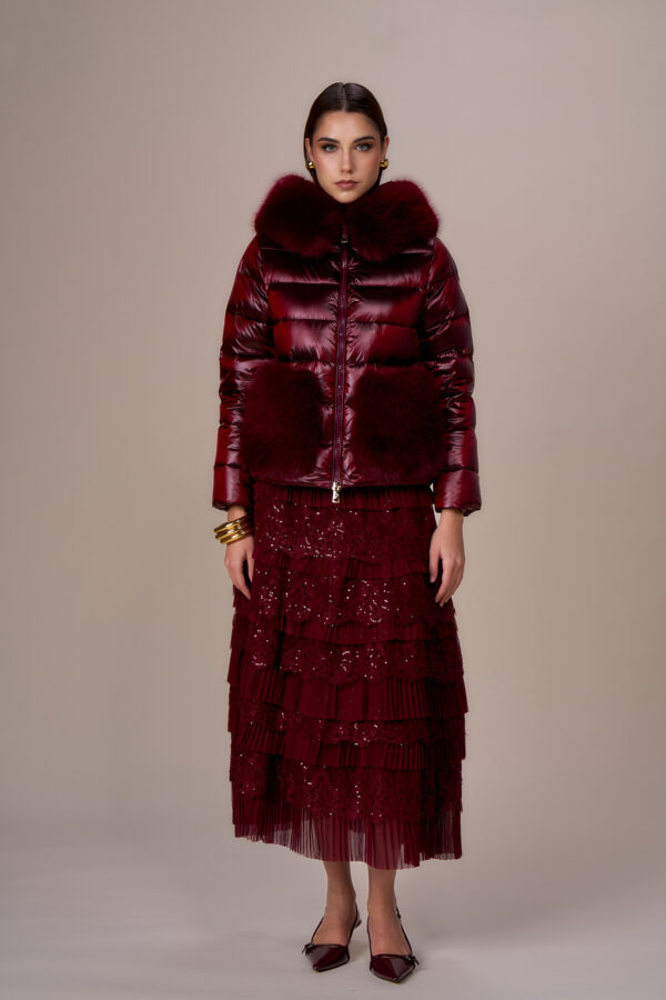 Down jacket with faux fur pockets - Image 7