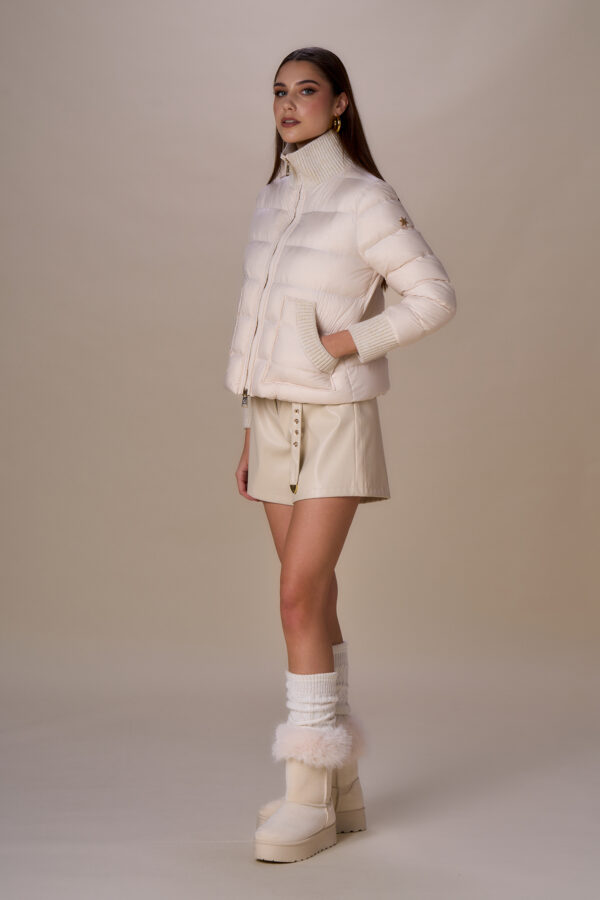 Short down jacket with lurex ribs