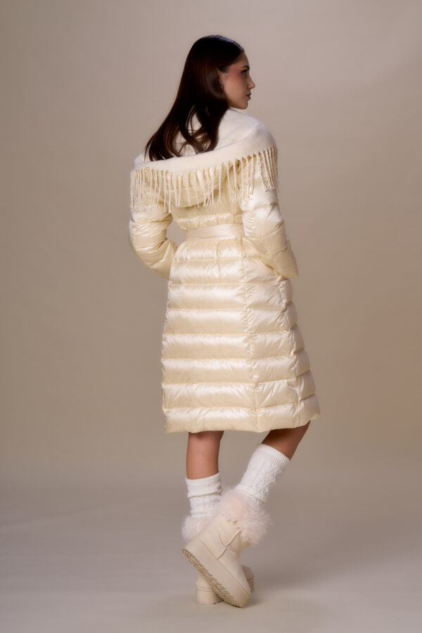 Shawl down jacket with fringes - Image 4