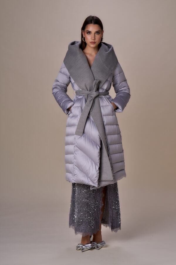 Long velour down jacket - Image 10