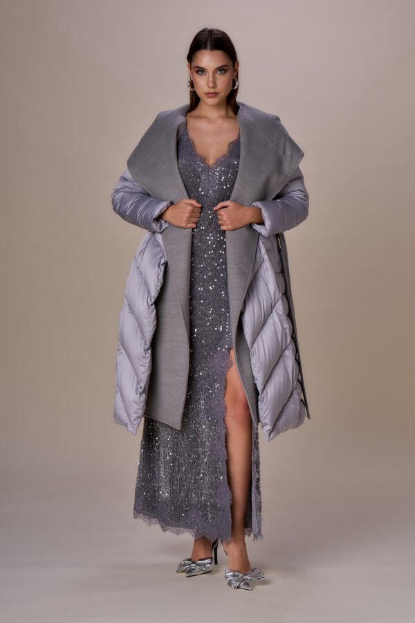 Long velour down jacket - Image 2