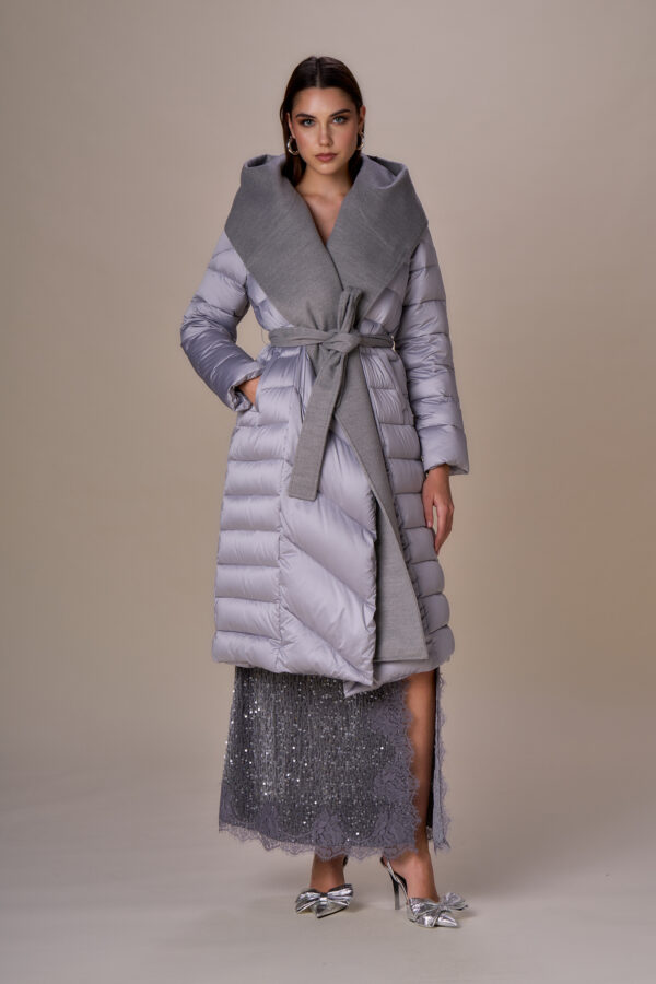Long velour down jacket - Image 5