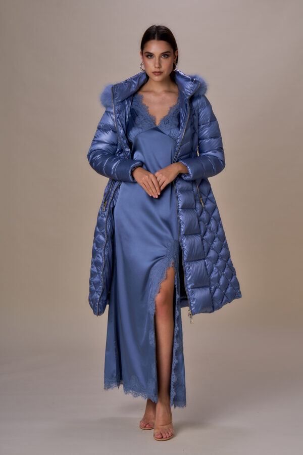 Long quilted down jacket - Image 3
