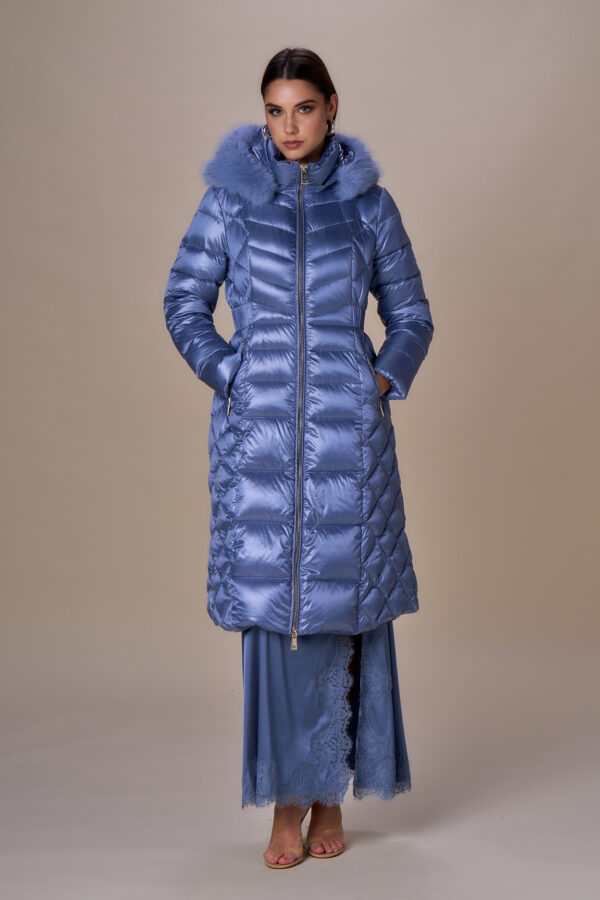 Long quilted down jacket - Image 4