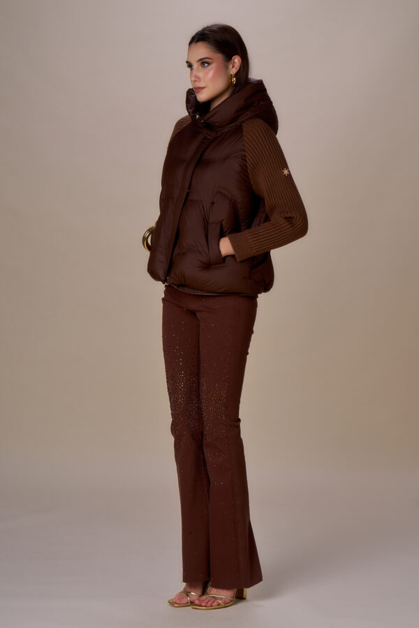 Down jacket with ribbed knit sleeves - Image 2