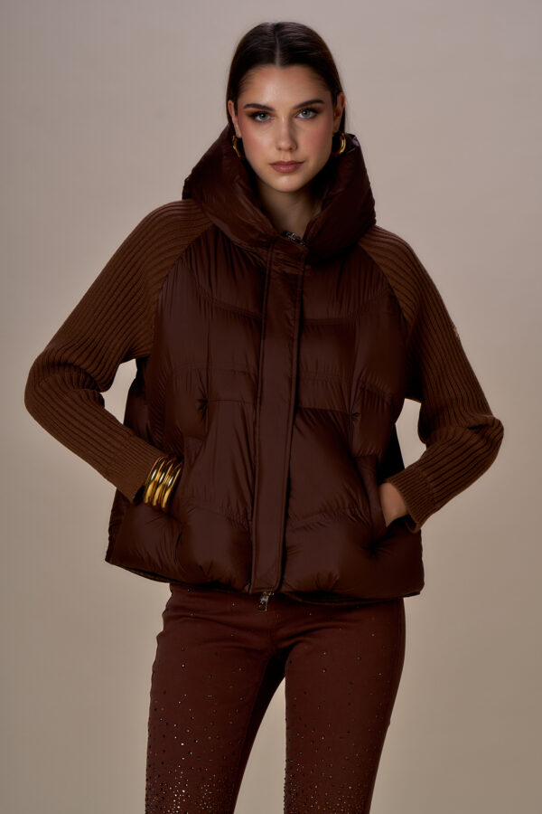 Down jacket with ribbed knit sleeves - Image 4