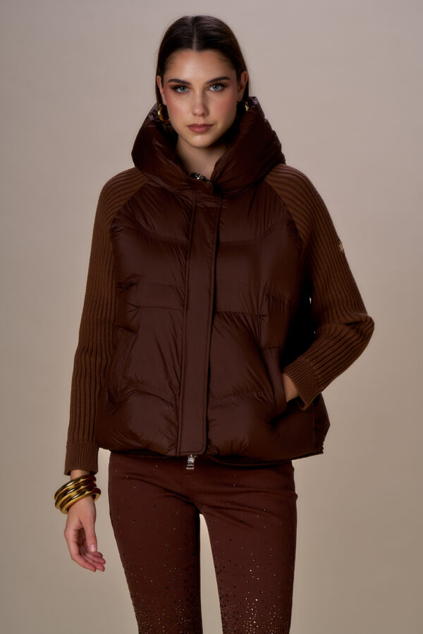 Down jacket with ribbed knit sleeves - Image 5
