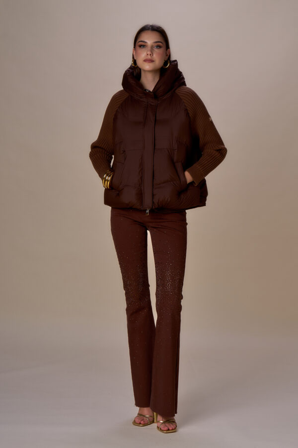 Down jacket with ribbed knit sleeves - Image 8