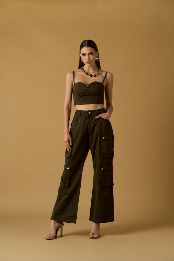 Pantalone cargo tinta unita