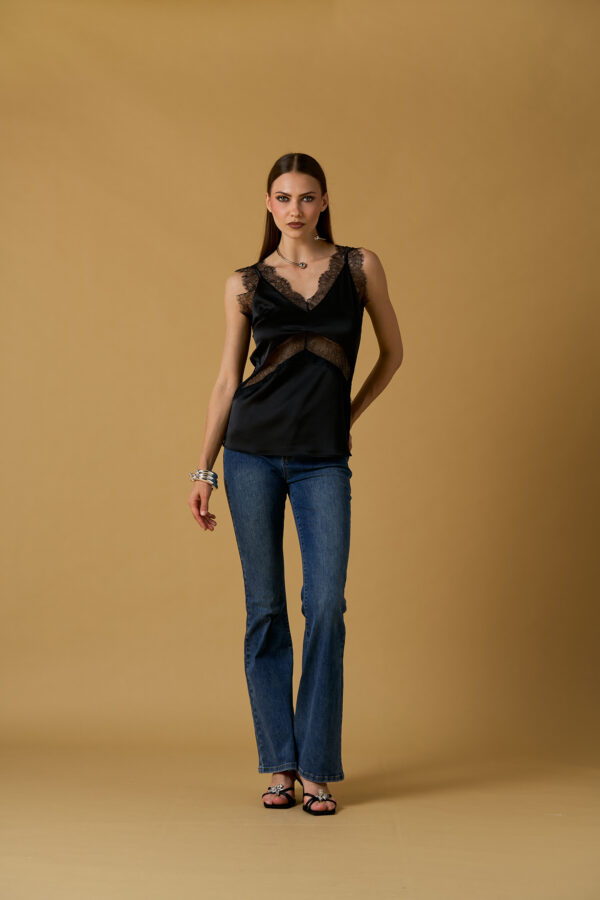 Top Afrodite raso e pizzo