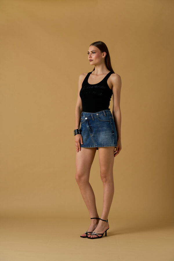 Cross Denim Skirt with Maxi Logo