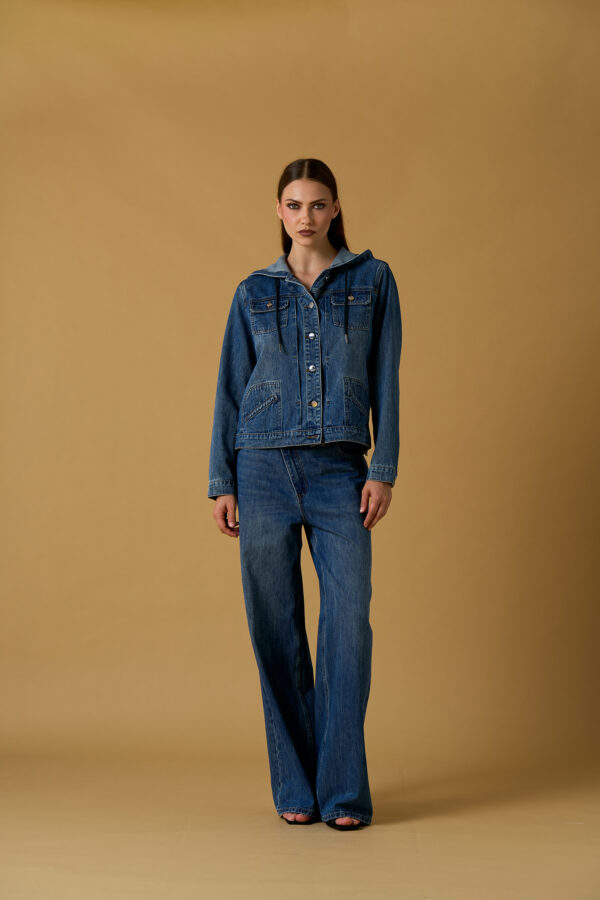 Giubbino jeans maxi logo