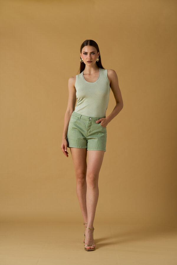 Shorts drill gessato diamanti