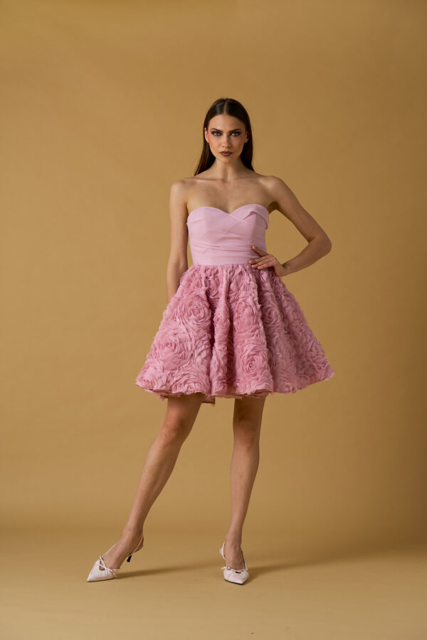 Abito corto tulle con rose