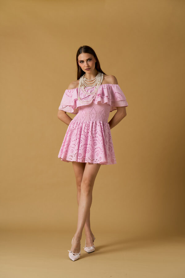 Abito corto sangallo volant