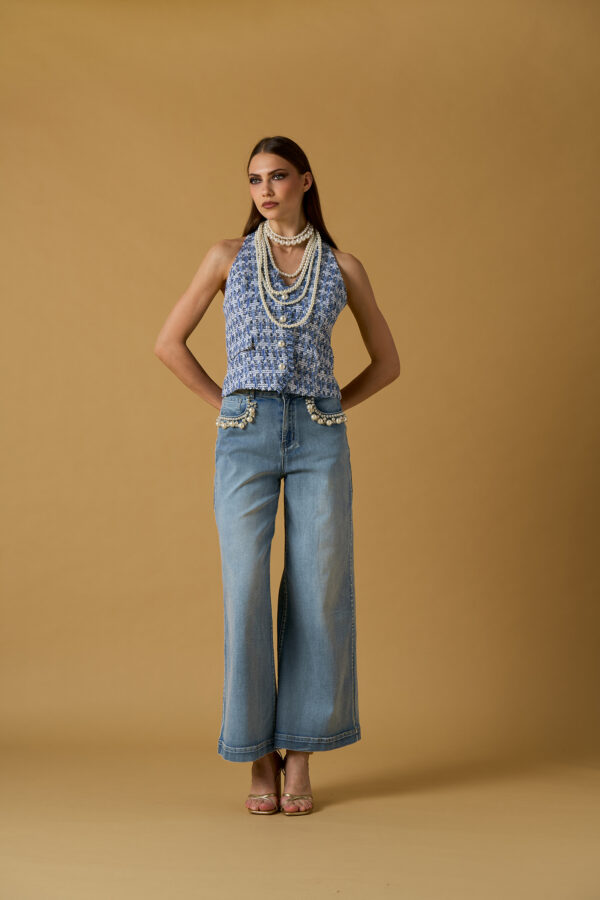 Bouclé Gilet with Pearls