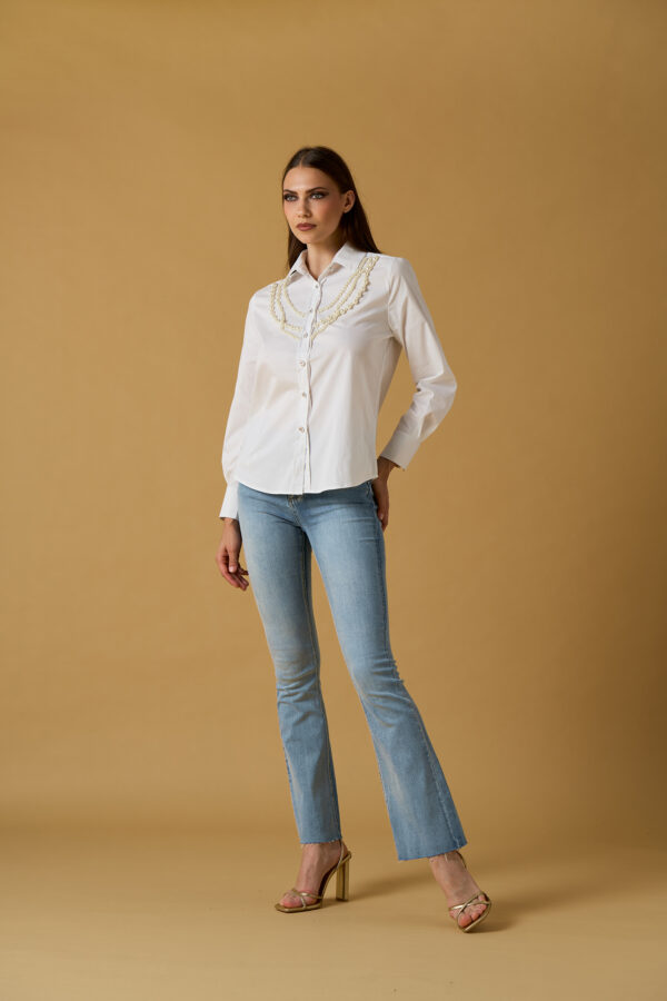 Camicia perle ricamo a mano
