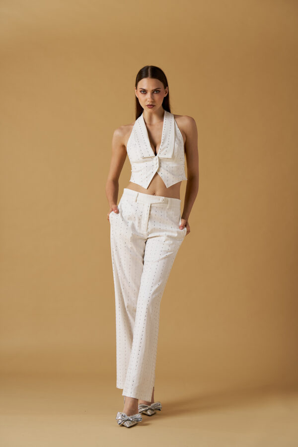 Pantalone largo diamanti luxury