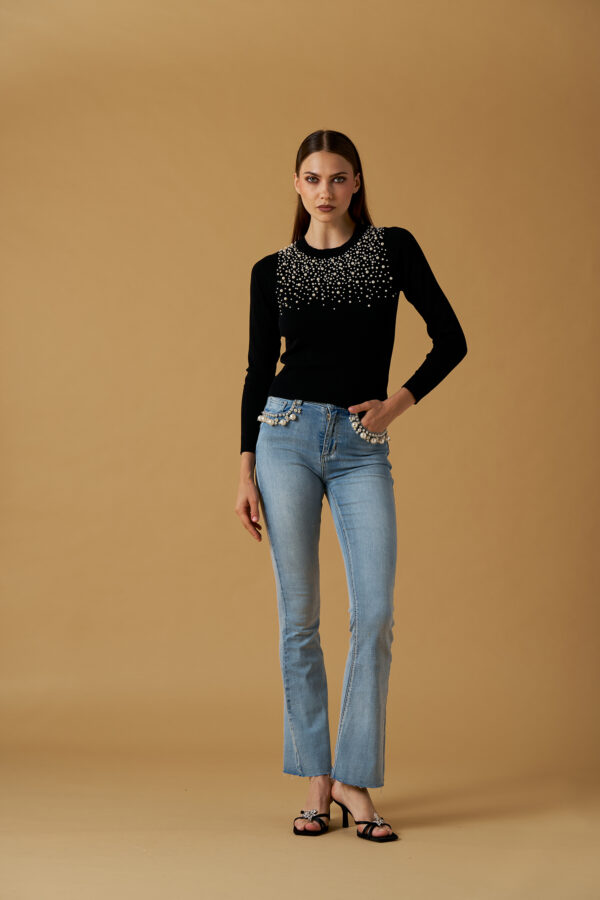 Crewneck Sweater with Pearls