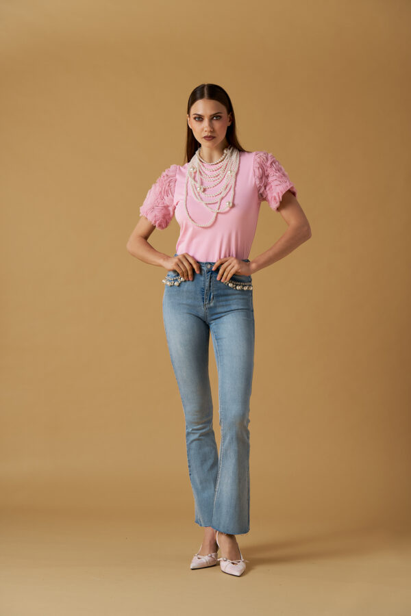 T-shirt maniche rose