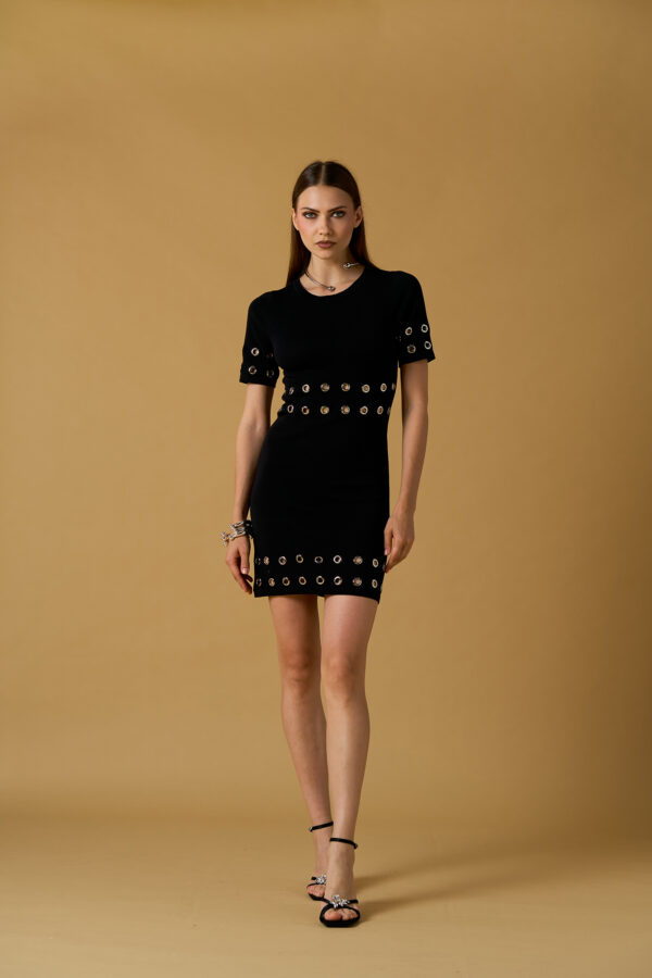 Abito corto in maglia anelli