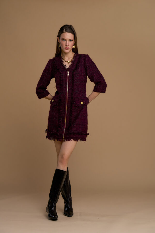 Abito bouclette maxi zip