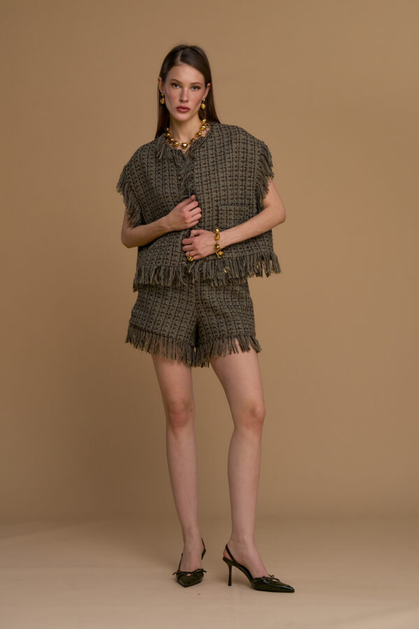 Maxi gilet bouclette e frange
