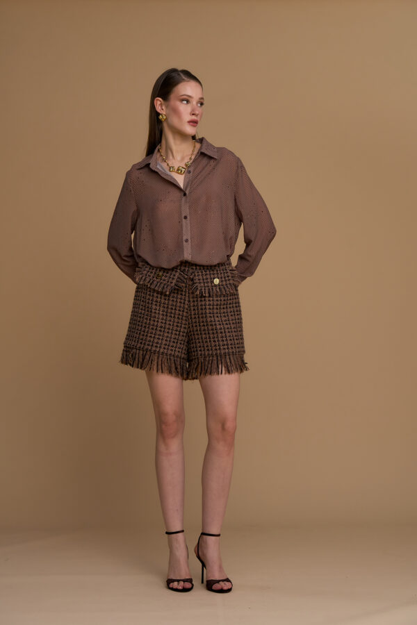 Fringed bouclé shorts