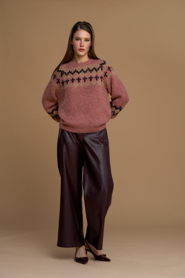 Crewneck sweater with Greek Nordic pattern