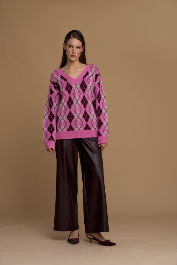 Argyle V-neck sweater