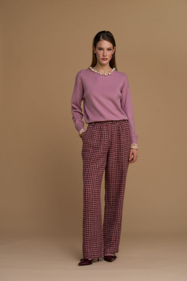 Pearl-embellished crewneck sweater