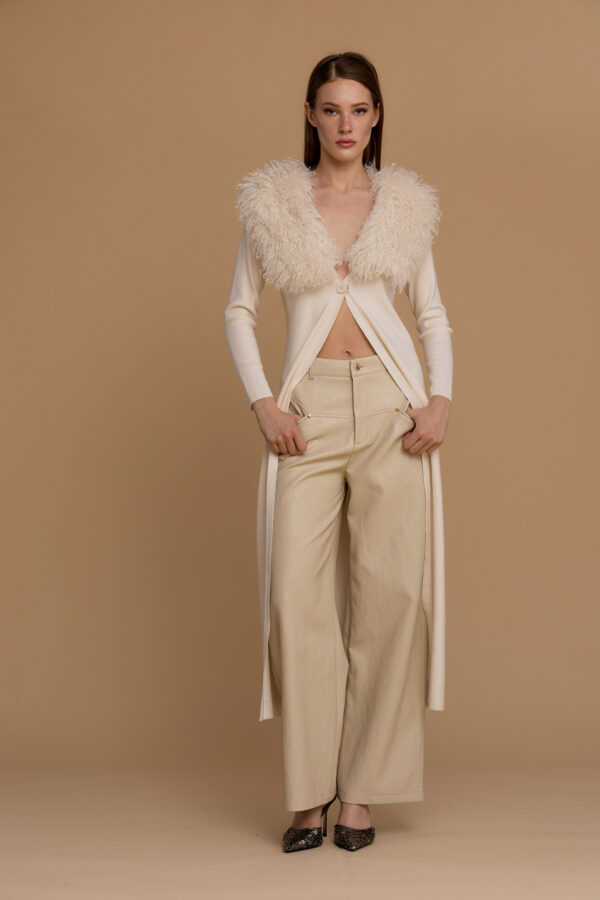 Pebbled faux leather trousers
