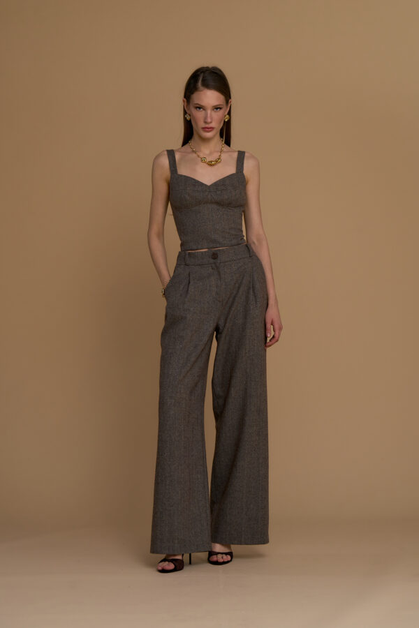 Herringbone lurex trousers