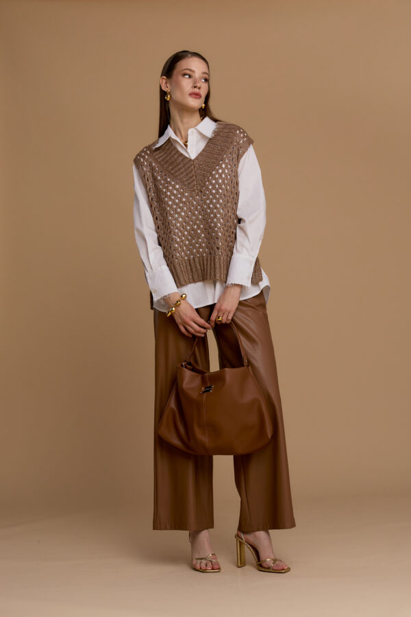 Openwork knit vest