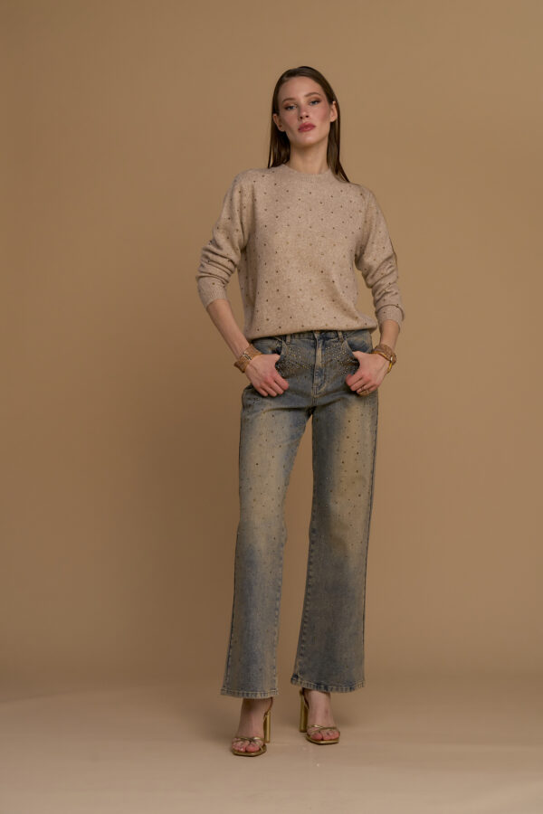 Studded crewneck sweater