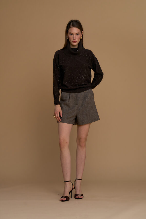Turtleneck sweater with micro-sequins