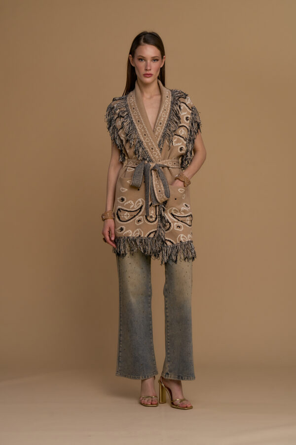 Long bandana vest with fringe
