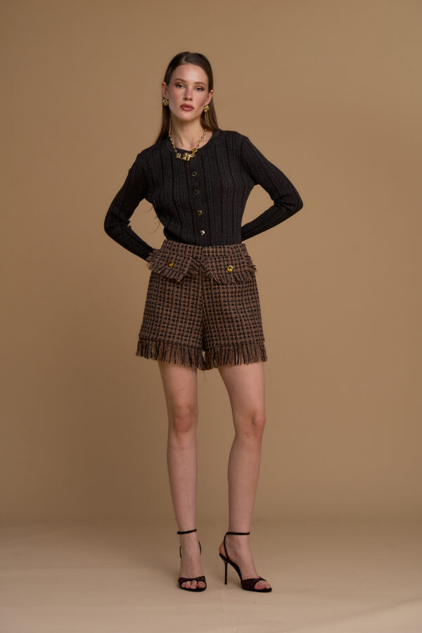 Ribbed lurex cardigan