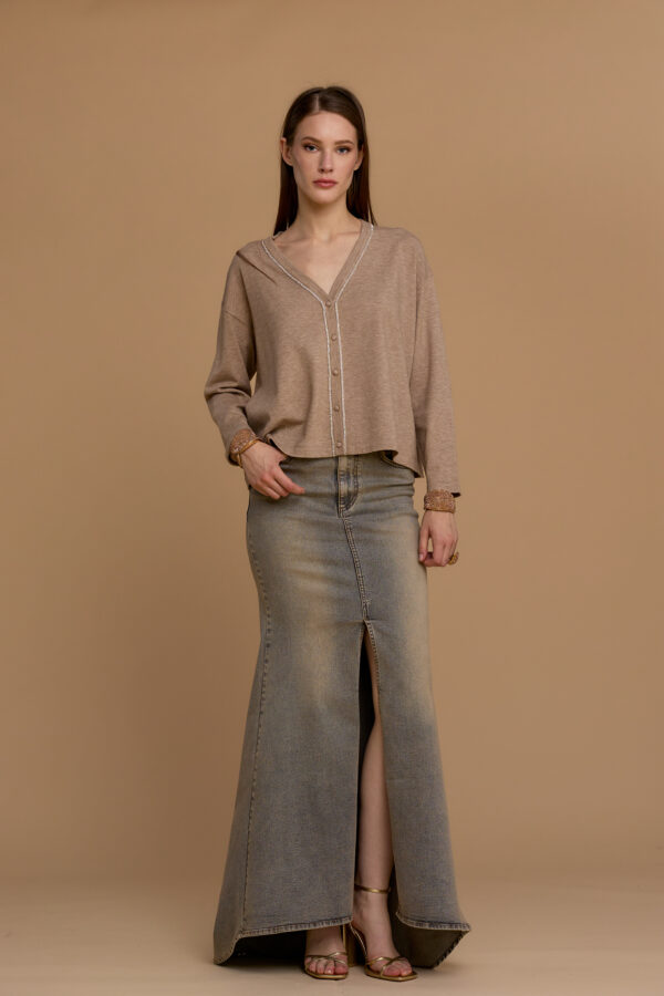 Cardigan with rhinestone trim