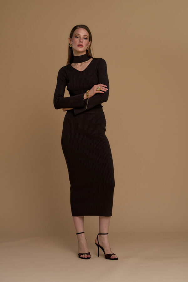Knit top and midi skirt set