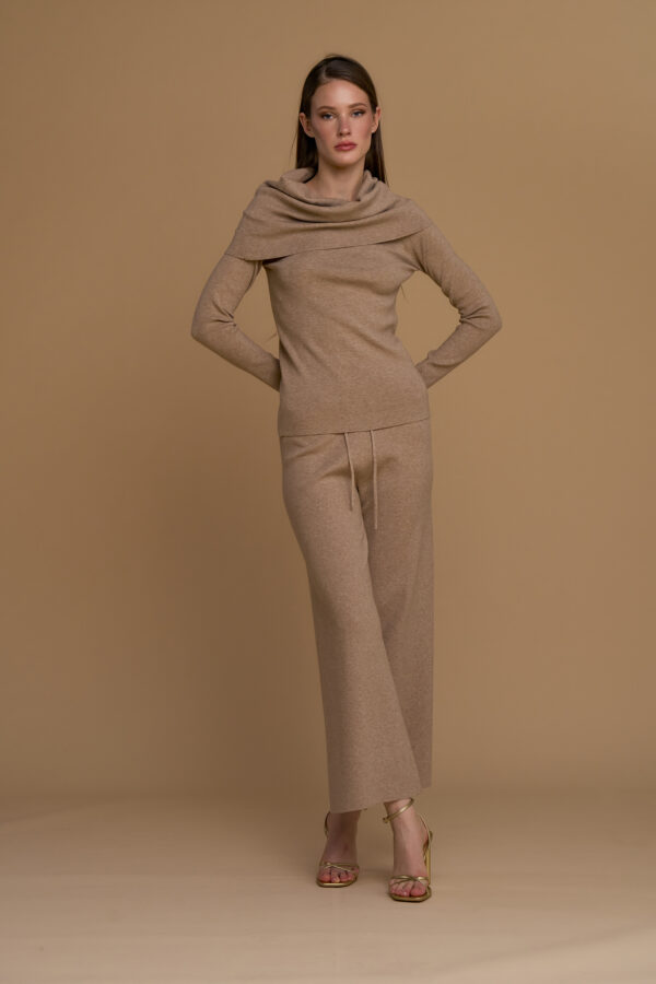 Cowl-neck knit set