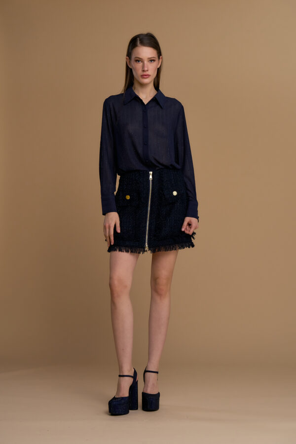 Pinstripe shirt with rhinestones