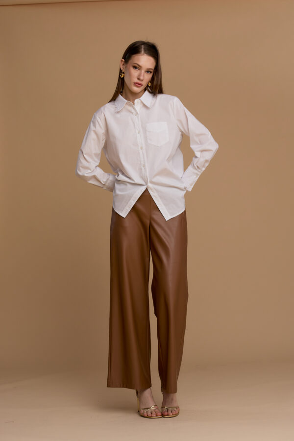 Shirt with lace inserts