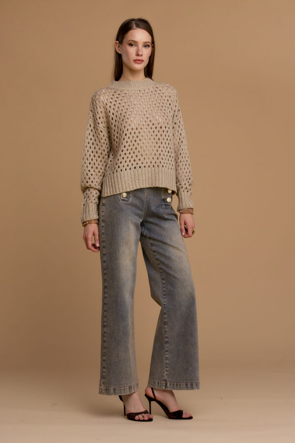 Openwork boat-neck sweater