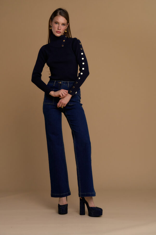 Open-front buttoned cardigan
