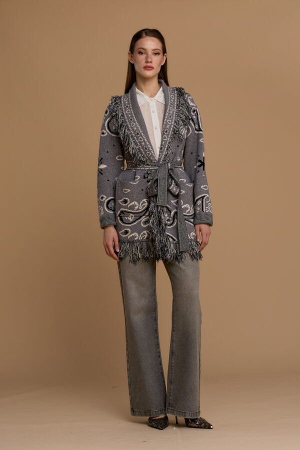 Long bandana cardigan with fringe