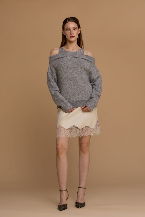 Knit top with rhinestone straps